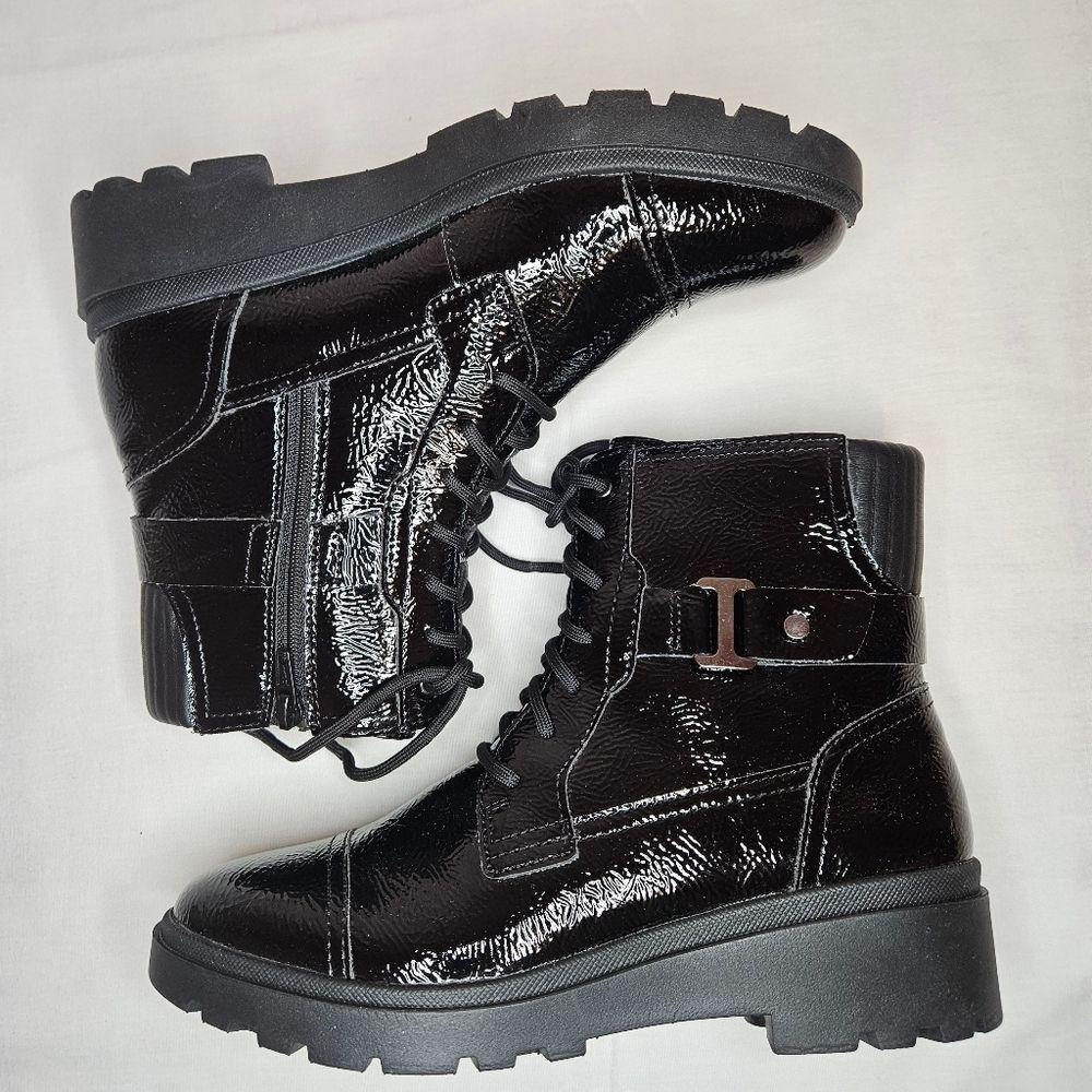 Clark's Collection Calla Dance Black Patent Boot Sz 8.5 Wide NWT Retail $135